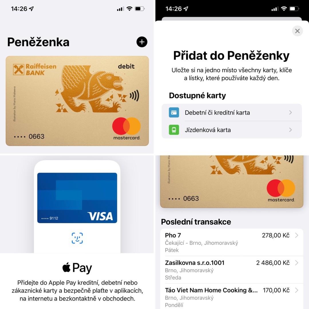 Platební karta v mobilu - Apple Pay